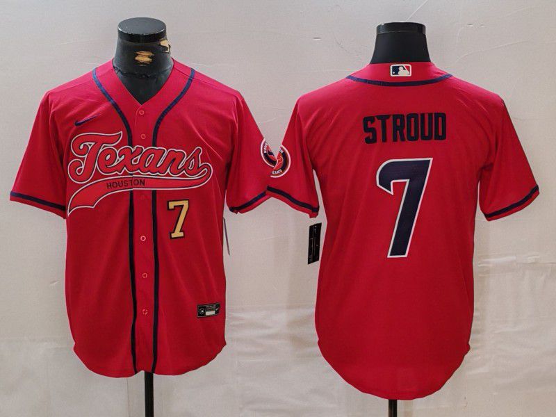 Men Houston Texans 7 Stroud Red Joint Name 2024 Nike Limited NFL Jersey style 2